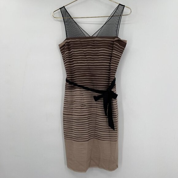BCBGMAXAZRIA Christi Cocoacombo Striped Sheath Bodycon Silk Dress Women's 4 - Picture 1 of 9